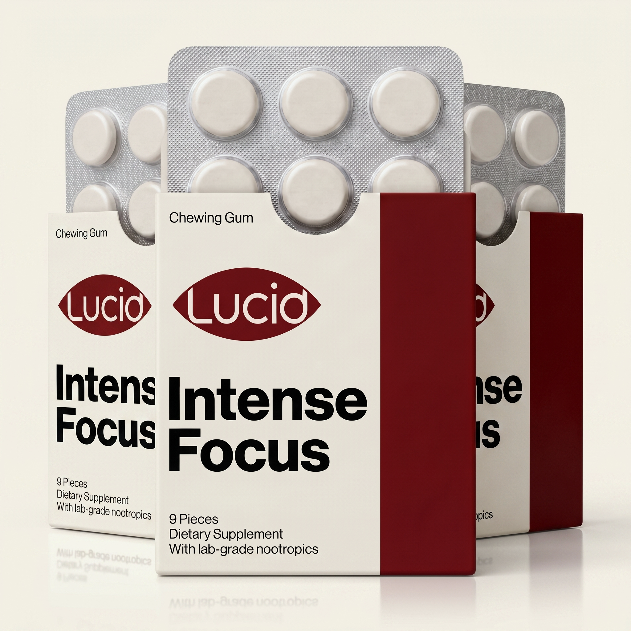 Lucid Gum — Intense Focus, three packs